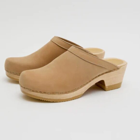 No.6 Old School Clog on Mid Heel in Bone - Picture 1 of 5
